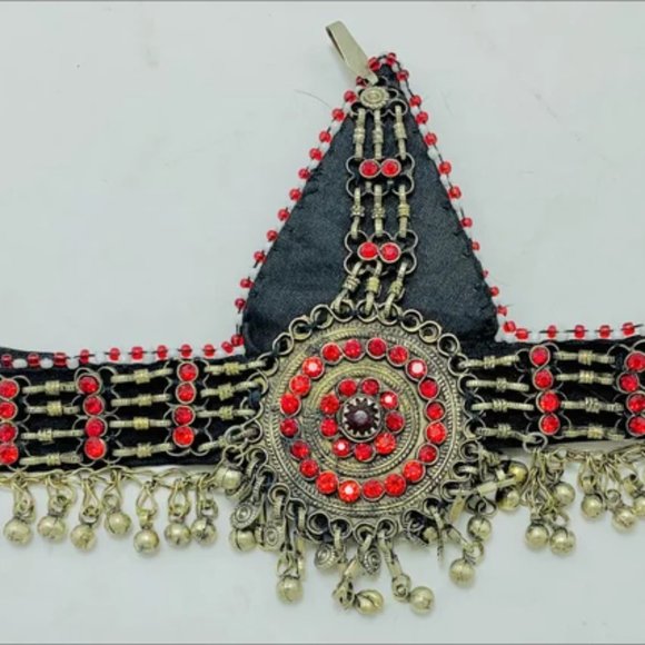 Tribal Red Matha Patti, Traditional Headpiece For Women, Hair Jewelry - Picture 11 of 11